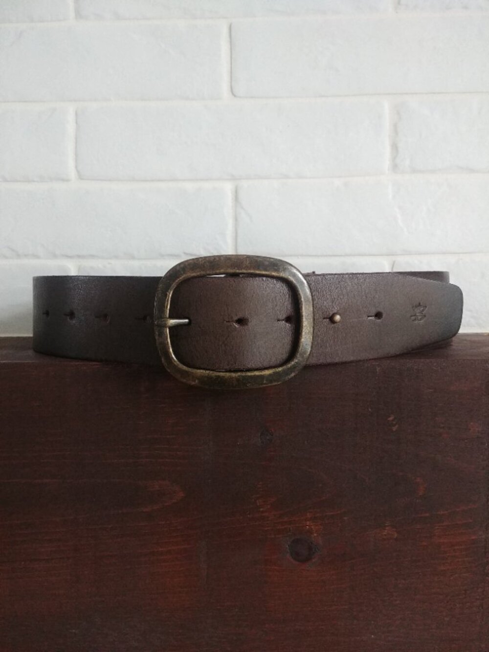 Diesel made in Italy 100% leather wide brown belt brass look buckle 75 Unisex
